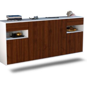 Sideboard Killeen | hängend | Korpus Weiß | Front in Walnuss Holz Optik | 180x79x35cm (BxHxT)
