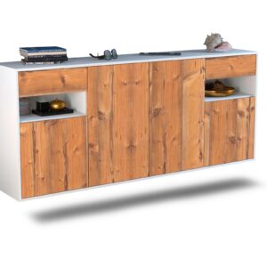 Sideboard Killeen | hängend | Korpus Weiß | Front in Pinie Holz Optik | 180x79x35cm (BxHxT)