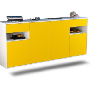 Sideboard Killeen | hängend | Korpus Weiß | Front in Gelb | 180x79x35cm (BxHxT)