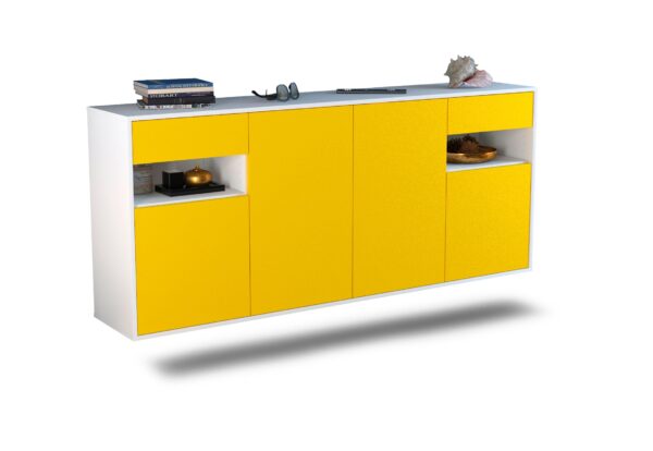 Sideboard Killeen | hängend | Korpus Weiß | Front in Gelb | 180x79x35cm (BxHxT)