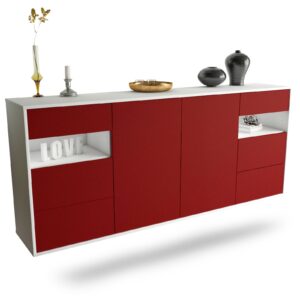 Sideboard Thornton | hängend | Korpus Weiß | Front in Bordeaux | 180x79x35cm (BxHxT)