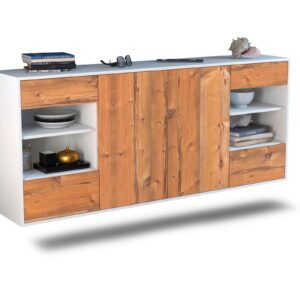 Sideboard Independence | hängend | Korpus Weiß | Front in Pinie Holz Optik | 180x79x35cm (BxHxT)