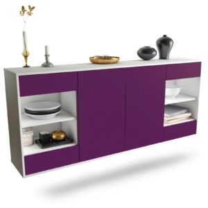 Sideboard Independence | hängend | Korpus Weiß | Front in Lila | 180x79x35cm (BxHxT)