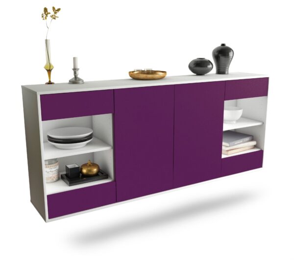 Sideboard Independence | hängend | Korpus Weiß | Front in Lila | 180x79x35cm (BxHxT)