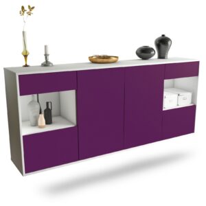Sideboard Charleston | hängend | Korpus Weiß | Front in Lila | 180x79x35cm (BxHxT)