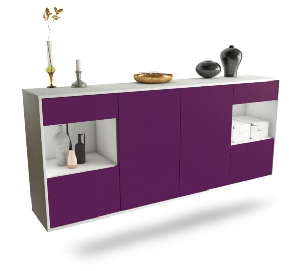 Sideboard Charleston | hängend | Korpus Weiß | Front in Lila | 180x79x35cm (BxHxT)