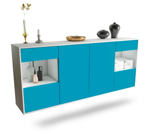 Sideboard Charleston | hängend | Korpus Weiß | Front in Türkis | 180x79x35cm (BxHxT)