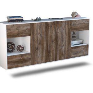 Sideboard Santa Clara | hängend | Korpus Weiß | Front in Treibholz Holz Optik | 180x79x35cm (BxHxT)