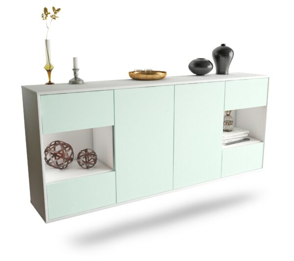 Sideboard Santa Clara | hängend | Korpus Weiß | Front in Mint | 180x79x35cm (BxHxT)