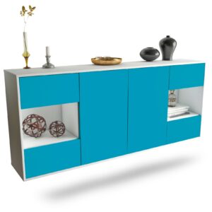 Sideboard Santa Clara | hängend | Korpus Weiß | Front in Türkis | 180x79x35cm (BxHxT)