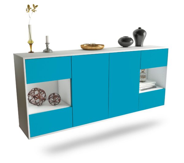Sideboard Santa Clara | hängend | Korpus Weiß | Front in Türkis | 180x79x35cm (BxHxT)