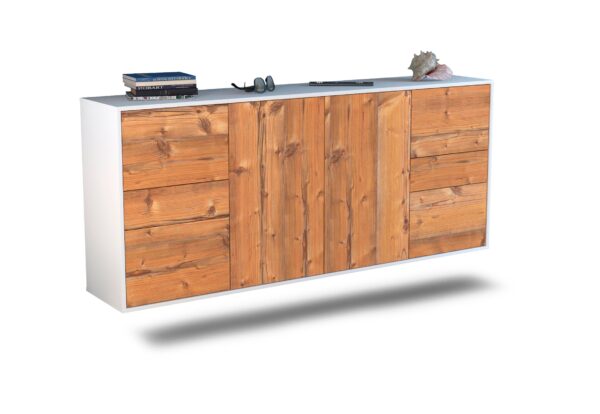 Sideboard Beaumont | hängend | Korpus Weiß | Front in Pinie Holz Optik | 180x79x35cm (BxHxT)