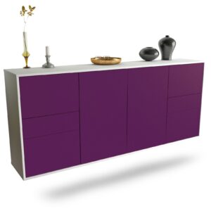 Sideboard Beaumont | hängend | Korpus Weiß | Front in Lila | 180x79x35cm (BxHxT)