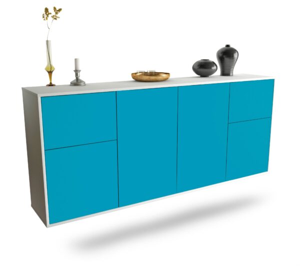 Sideboard Costa Mesa | hängend | Korpus Weiß | Front in Türkis | 180x79x35cm (BxHxT)