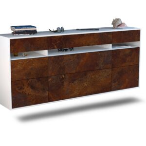 Sideboard Manchester | hängend | Korpus Weiß | Front in Rost Optik | 180x79x35cm (BxHxT)