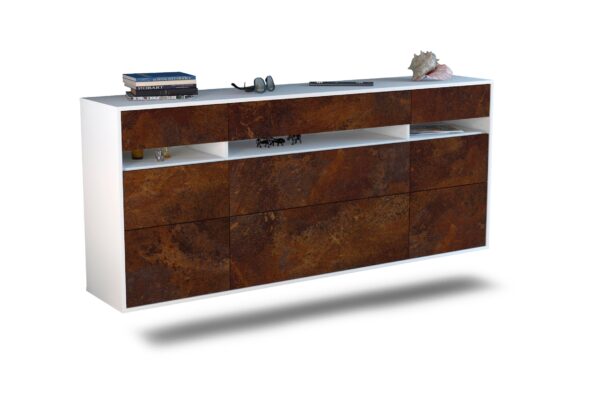 Sideboard Manchester | hängend | Korpus Weiß | Front in Rost Optik | 180x79x35cm (BxHxT)