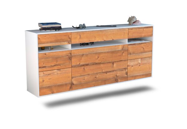 Sideboard Manchester | hängend | Korpus Weiß | Front in Pinie Holz Optik | 180x79x35cm (BxHxT)