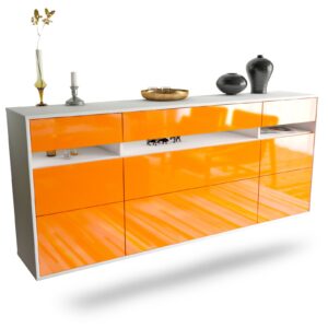 Sideboard Manchester | hängend | Korpus Weiß | Front in Hochglanz Orange | 180x79x35cm (BxHxT)