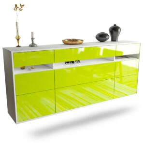 Sideboard Manchester | hängend | Korpus Weiß | Front in Hochglanz Grün | 180x79x35cm (BxHxT)