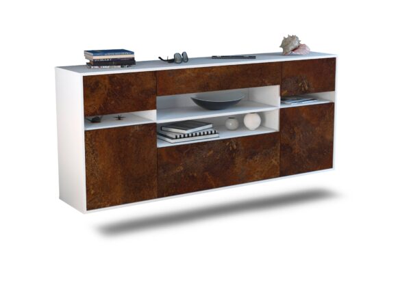 Sideboard Miramar | hängend | Korpus Weiß | Front in Rost Optik | 180x79x35cm (BxHxT)