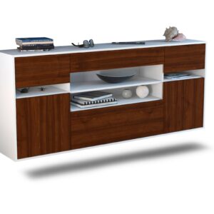 Sideboard Miramar | hängend | Korpus Weiß | Front in Walnuss Holz Optik | 180x79x35cm (BxHxT)