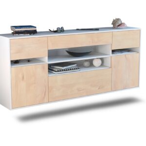 Sideboard Miramar | hängend | Korpus Weiß | Front in Zeder Holz Optik | 180x79x35cm (BxHxT)