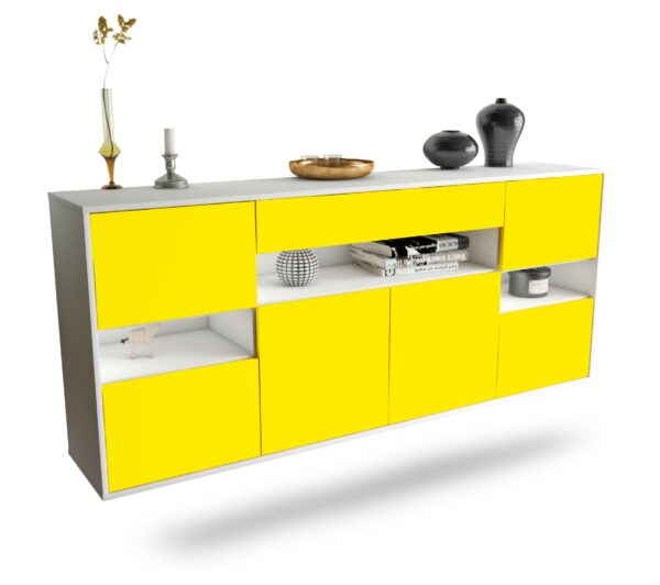 Sideboard Downey | hängend | Korpus Weiß | Front in Gelb | 180x79x35cm (BxHxT)