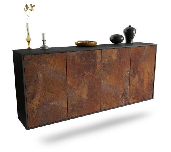 Sideboard Lakewood | hängend | Korpus Anthrazit | Front in Rost Optik | 180x79x35cm (BxHxT)