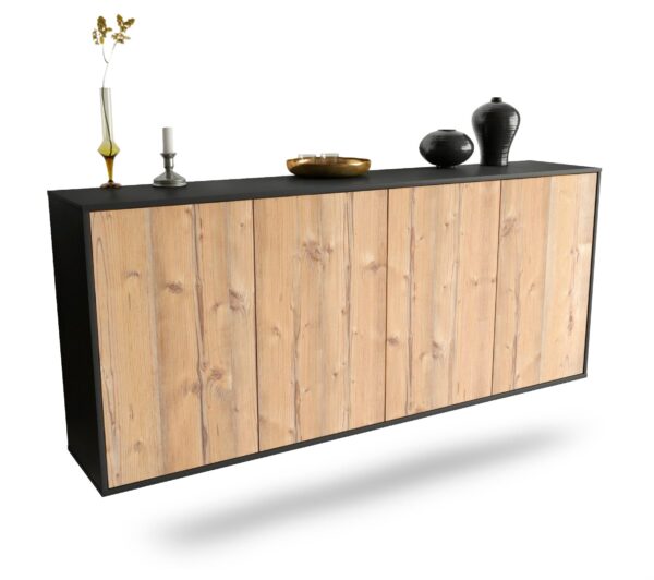 Sideboard Lakewood | hängend | Korpus Anthrazit | Front in Pinie Holz Optik | 180x79x35cm (BxHxT)