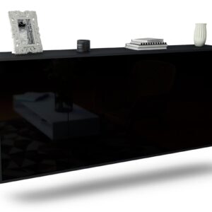 Sideboard Lakewood | hängend | Korpus Anthrazit | Front in Hochglanz Schwarz | 180x79x35cm (BxHxT)
