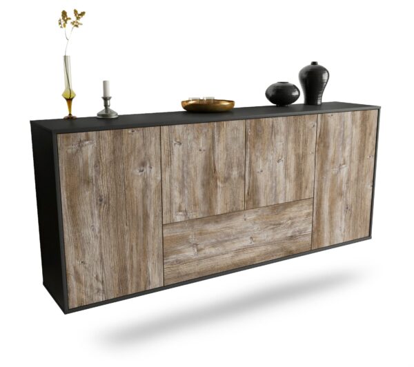 Sideboard Escondido | hängend | Korpus Anthrazit | Front in Treibholz Holz Optik | 180x79x35cm (BxHxT)