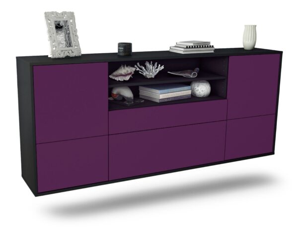 Sideboard Escondido | hängend | Korpus Anthrazit | Front in Lila | 180x79x35cm (BxHxT)