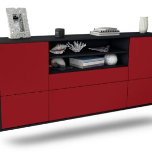 Sideboard Escondido | hängend | Korpus Anthrazit | Front in Bordeaux | 180x79x35cm (BxHxT)