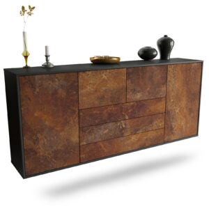 Sideboard Metairie | hängend | Korpus Anthrazit | Front in Rost Optik | 180x79x35cm (BxHxT)