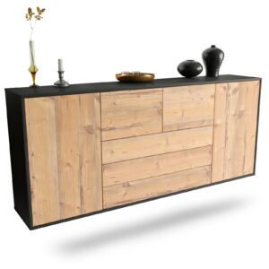 Sideboard Metairie | hängend | Korpus Anthrazit | Front in Pinie Holz Optik | 180x79x35cm (BxHxT)