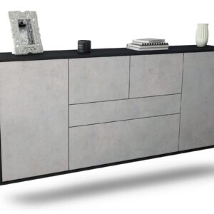 Sideboard Orange | hängend | Korpus Anthrazit | Front in Beton Optik | 180x79x35cm (BxHxT)