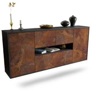 Sideboard Warren | hängend | Korpus Anthrazit | Front in Rost Optik | 180x79x35cm (BxHxT)