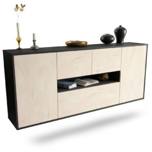 Sideboard Warren | hängend | Korpus Anthrazit | Front in Zeder Holz Optik | 180x79x35cm (BxHxT)