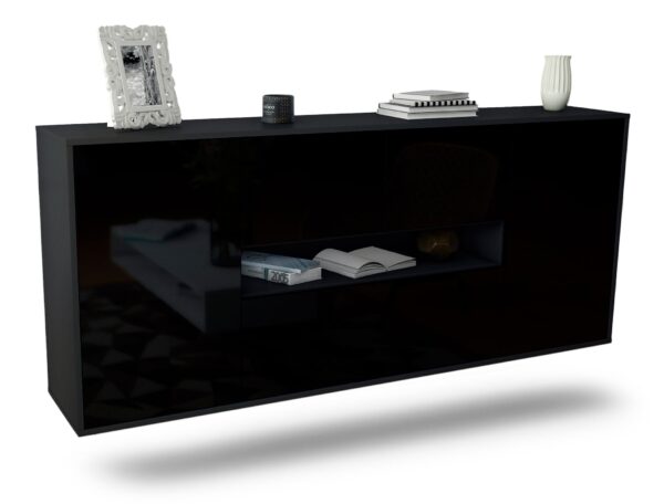 Sideboard Warren, Schwarz, hängend (180x79x35cm)