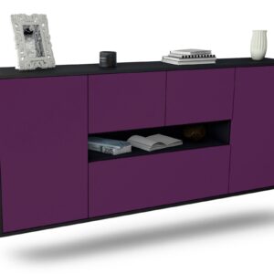 Sideboard Warren | hängend | Korpus Anthrazit | Front in Lila | 180x79x35cm (BxHxT)