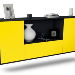 Sideboard Fort Collins | hängend | Korpus Anthrazit | Front in Gelb | 180x79x35cm (BxHxT)