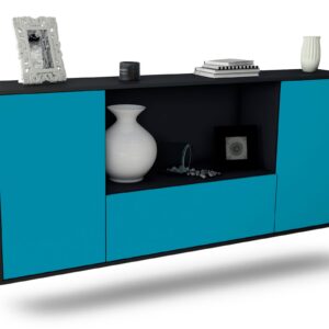 Sideboard Fort Collins | hängend | Korpus Anthrazit | Front in Türkis | 180x79x35cm (BxHxT)