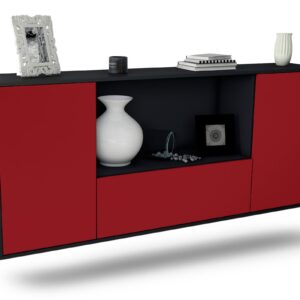 Sideboard Fort Collins | hängend | Korpus Anthrazit | Front in Bordeaux | 180x79x35cm (BxHxT)