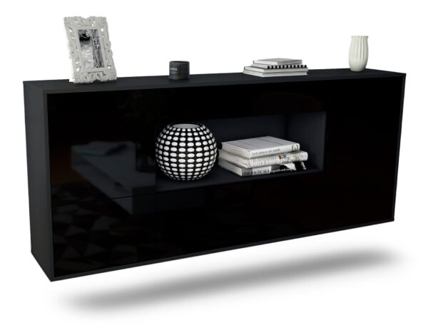 Sideboard East Los Angeles, Schwarz, hängend (180x79x35cm)