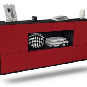 Sideboard East Los Angeles | hängend | Korpus Anthrazit | Front in Bordeaux | 180x79x35cm (BxHxT)