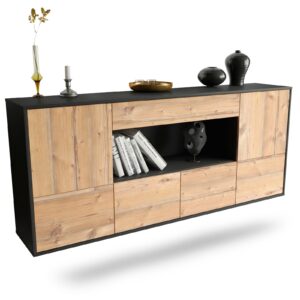 Sideboard Fullerton | hängend | Korpus Anthrazit | Front in Pinie Holz Optik | 180x79x35cm (BxHxT)