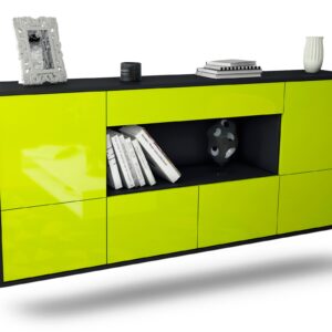 Sideboard Fullerton | hängend | Korpus Anthrazit | Front in Hochglanz Grün | 180x79x35cm (BxHxT)