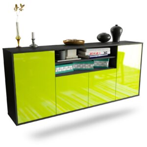 Sideboard Mesquite | hängend | Korpus Anthrazit | Front in Hochglanz Grün | 180x79x35cm (BxHxT)