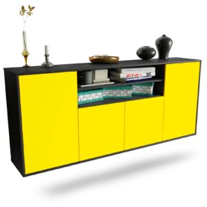 Sideboard Mesquite | hängend | Korpus Anthrazit | Front in Gelb | 180x79x35cm (BxHxT)