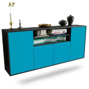 Sideboard Mesquite | hängend | Korpus Anthrazit | Front in Türkis | 180x79x35cm (BxHxT)